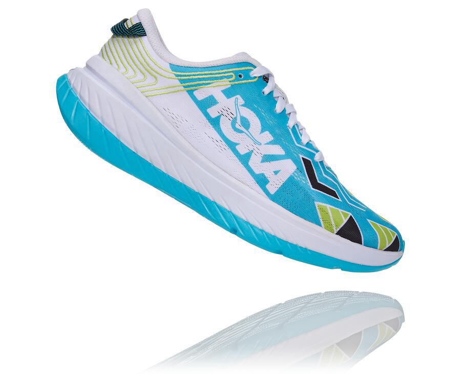 Hoka One One Hardloopschoenen Dames - Ironman Kona Carbon X - Blauw/Wit - VZ5647380